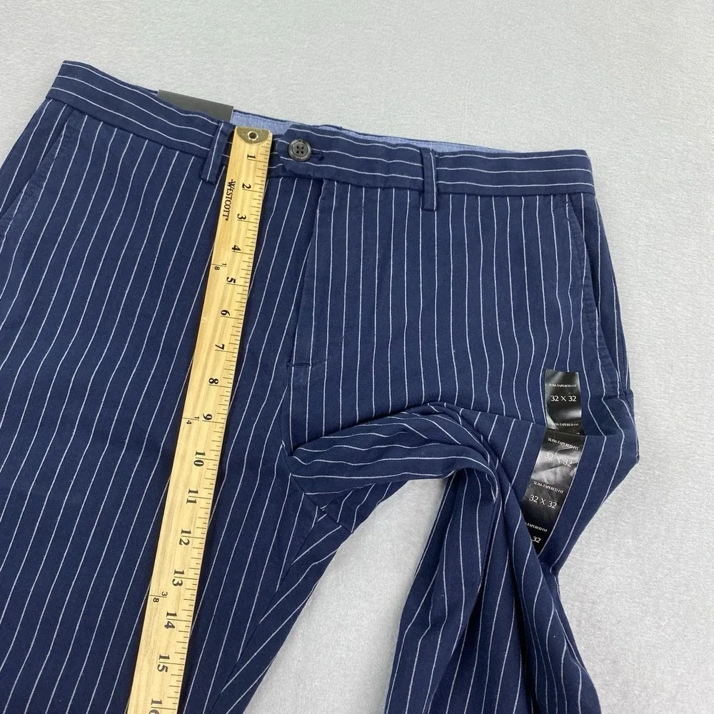 Banana Republic Pants Mens 32x32 Blue Chino Grayson Slim Tapered Fit Striped